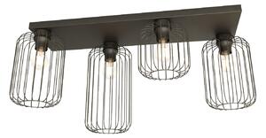 Plafoniera Minimal Industrial Njoror 4 Luci Lineari Nera