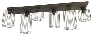 Plafoniera Minimal Industrial Njoror 6 Luci Lineari Nera