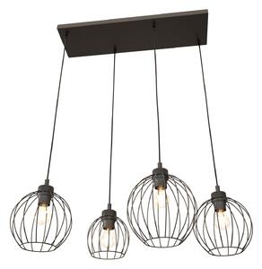 Sospensione Minimal Industrial Euryphaessa 4 Luci Lineari Nera