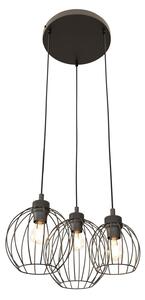Sospensione Minimal Industrial Euryphaessa 3 Luci Tonda Nera