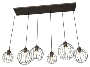 Sospensione Minimal Industrial Euryphaessa 6 Luci Lineari Nera