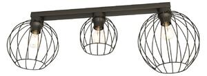 Plafoniera Minimal Industrial Orion 3 Luci Lineari Nera