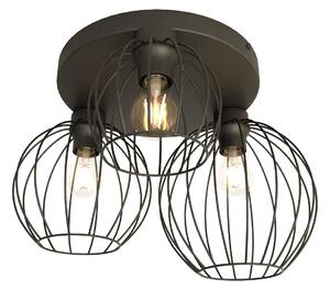 Plafoniera Minimal Industrial Orion 3 Luci Tonda Nera