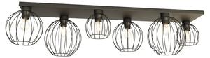 Plafoniera Minimal Industrial Orion 6 Luci Lineari Nera
