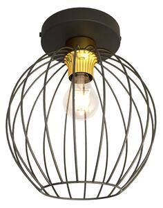Plafoniera Minimal Industrial Euryphaessa 1 Luce Nera E Oro