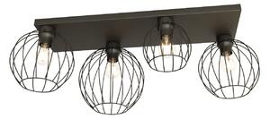 Plafoniera Minimal Industrial Orion 4 Luci Lineari Nera