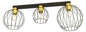 Plafoniera Minimal Industrial Orion 3 Luci Lineari Nera E Oro