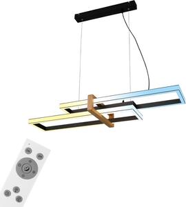 Lampada a sospensione a LED CCT, nera, con legno, LED/44W