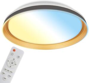 Briloner GIMA Plafoniera LED, dimmerabile, telecomando, regolabile da bianco caldo a bianco freddo, funzione timer, nero-oro, Ø51 x 7,5 cm