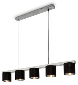 Briloner Leuchten LURI - Lampade a sospensione - 4736054 - Regolabile in altezza - Silver-Crafted - Legno - Attacco E14 max. 25 Watt - 5 luci - 110 x 15 x 136 cm