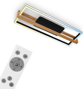 Lampada da soffitto a LED CCT, nera, con legno, LED/50W