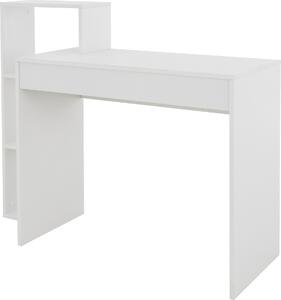 ML-Design scrivania con ripiano, tavolo per PC/portatile, con spazio di archiviazione, bianco, 3 ripiani, 110x72x40 cm, legno, sistema 2 in 1, per la casa