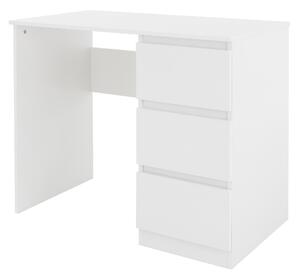 ML-Design scrivania con 3 cassetti, 90x76x50 cm, bianco opaco, molto spazio, moderno, per casa e ufficio