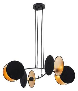 Lampada A Sospensione 4 Luci Moderna Orion In Acciaio Nero E Oro