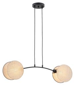 Lampada A Sospensione 2 Luci Moderna Orion In Acciaio Effetto Naturale
