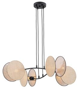 Lampada A Sospensione 4 Luci Moderna Orion In Acciaio Effetto Naturale