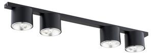 Plafoniera Moderna 4 Luci Faretti Aditya In Acciaio Nero