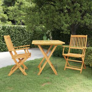 Set da Pranzo da Giardino 3 pz Pieghevole in Massello di Acacia