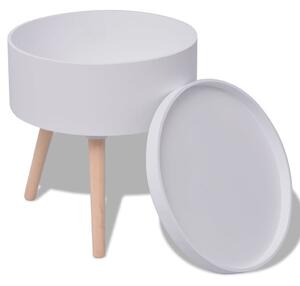 Tavolino con Vassoio Rotondo 39,5x44,5 cm Bianco