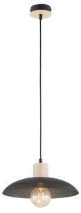 Sospensione Nordica Ramachandra 1 Luce In Legno E Acciaio Nero