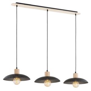 Sospensione Nordica Ramachandra 3 Luci In Legno E Acciaio Nero