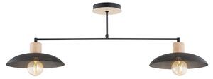 Plafoniera Nordica Ramachandra 2 Luci In Legno E Acciaio Nero