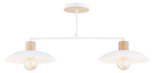 Plafoniera Nordica Siri 2 Luci In Legno E Acciaio Bianco