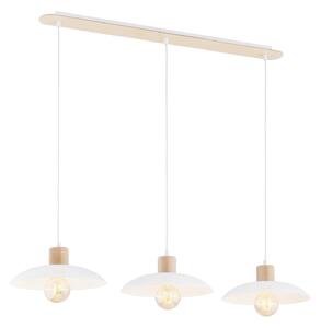 Sospensione Nordica Siri 3 Luci In Legno E Acciaio Bianco