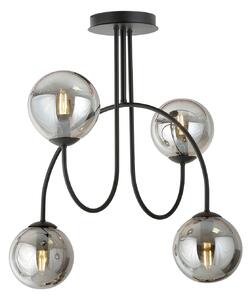 Plafoniera Moderna Sharada 4 Luci In Acciaio Nero E Vetro Fumè 50 Cm
