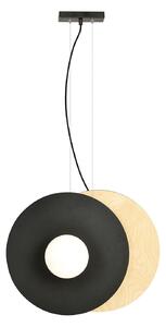 Sospensione Minimal Nordica Raiden 2 Luci Acciaio Nero Legno Vetro Bianco