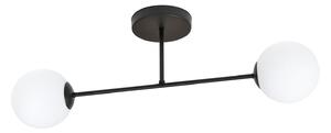 Plafoniera Moderna Hsi Wang Mu 2 Luci In Acciao Nero E Sfere In Vetro Bianco