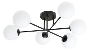Plafoniera Moderna Hsi Wang Mu 6 Luci In Acciao Nero E Sfere In Vetro Bianco