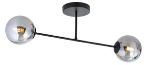 Plafoniera Moderna Hsi Wang Mu 2 Luci In Acciao Nero E Sfere In Vetro Fumè