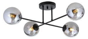Plafoniera Moderna Hsi Wang Mu 4 Luci In Acciao Nero E Sfere In Vetro Fumè