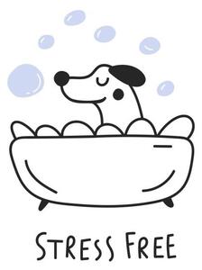 Illustrazione Cute dog taking a bath Stress free, Igor Levin