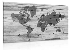 Quadri mappa su sfondo in legno in bianco e nero