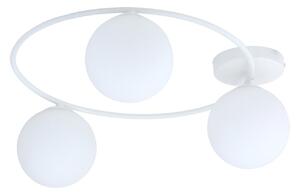 Plafoniera Minimal 3 Luci Chong Acciaio Bianco E Sfere In Vetro Bianco