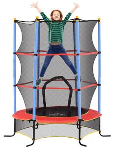 HOMCOM Trampolino per Bambini con Tappeto Elastico, Rete di Sicurezza e Pali Imbottiti, Età 3-10 Anni, Blu