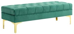 HOMCOM Panca Fondo Letto Imbottita con Rivestimento Trapuntato in Tessuto Effetto Velluto, 118x45x42 cm, Verde Scuro