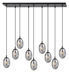 Sospensione Minimal 9 Luci Morigena Acciaio Nero E Vetro Fumè