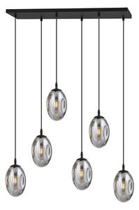 Sospensione Minimal 6 Luci Morigena Acciaio Nero E Vetro Fumè