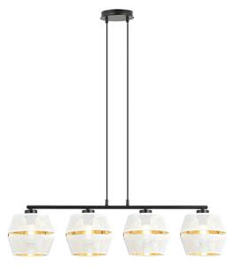 Sospensione Contemporanea 4 Luci Tristram In Metallo Bianco E Oro