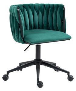 Sedia da Ufficio Morbida in Velluto per Trucco, Poltrona da Soggiorno Girevole e Ergonomico, Regolabile in Altezza,Carico 150kg,Smeraldo | Aosom Italy