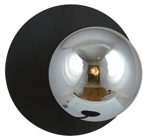 Lampada Da Parete Contemporanea Lothbrok 1 Luce Acciaio Nero E Vetro Fumè