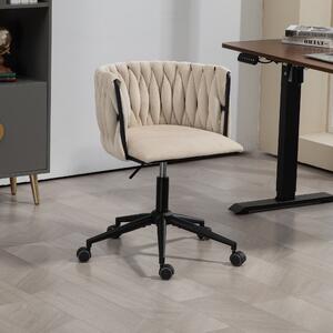 Sedia da ufficio in velluto, girevole a 360°,regolabile in altezza, Beige