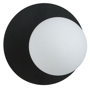 Lampada Da Parete Contemporanea Lothbrok 1 Luce Acciaio Nero Vetro Opalino