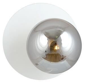 Lampada Da Parete Contemporanea Lothbrok 1 Luce Acciaio Bianco E Vetro Fumè