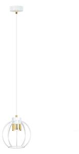 Sospensione Minimal Lothbrok 1 Luce In Acciaio Bianco A Gabbia Con Oro