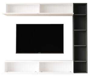 Mobile TV Sospeso Con Ripiani Laterali E Modulo Superiore Zen Bianco E Antracite