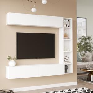 Mobile TV Sospeso Con Ripiani Laterali E Modulo Superiore Zen Bianco
